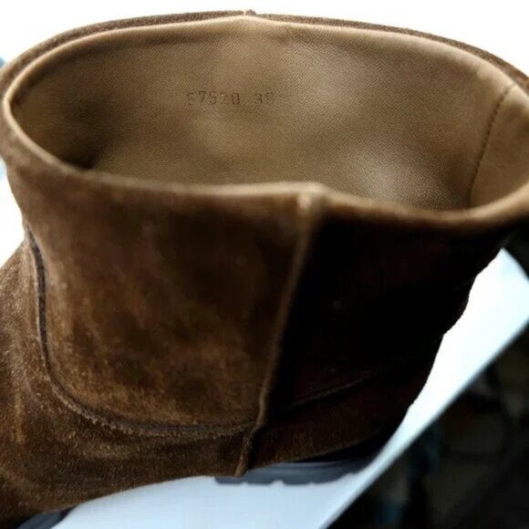 HELMUT LANG~BROWN SUEDE WOMEN'S CHELSEA BOOTS PLATFORM HEEL~NWOT SIZE 39/ 8.5M - Picture 7 of 7